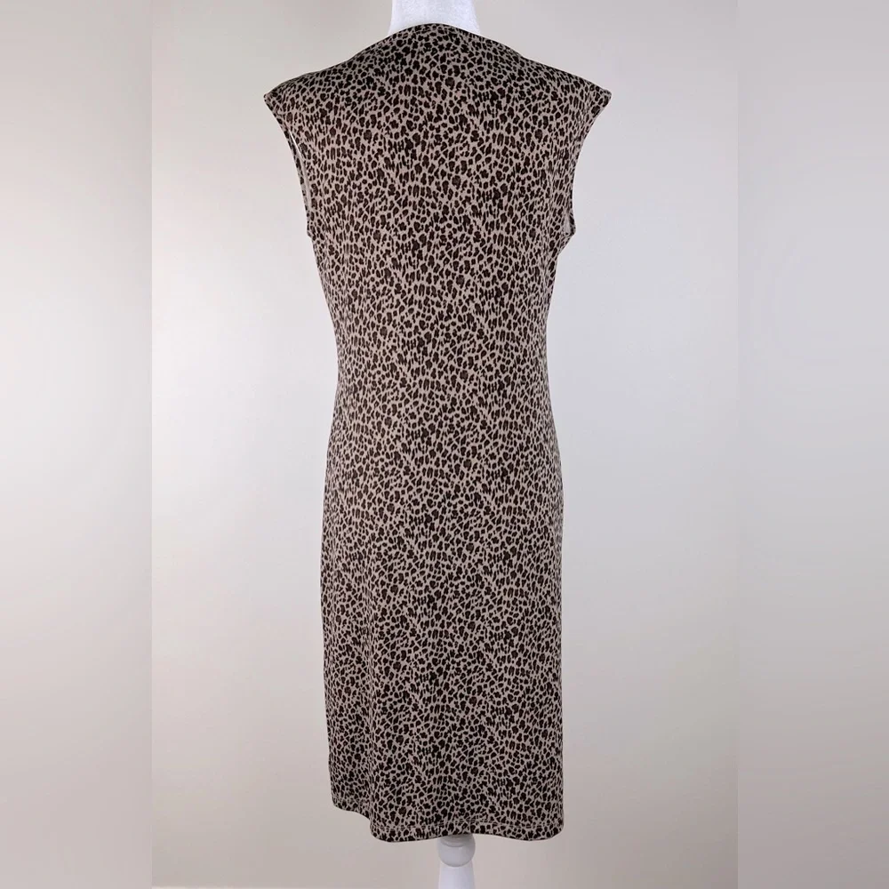 Talbots | Leopard Print Midi Dress Sleeveless Gathered Front Waist | S - Picture 5 of 8